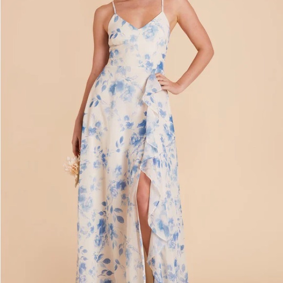 White/Blue Birdy Grey Floral Bridesmaid Dress - XS - Picture 1 of 3